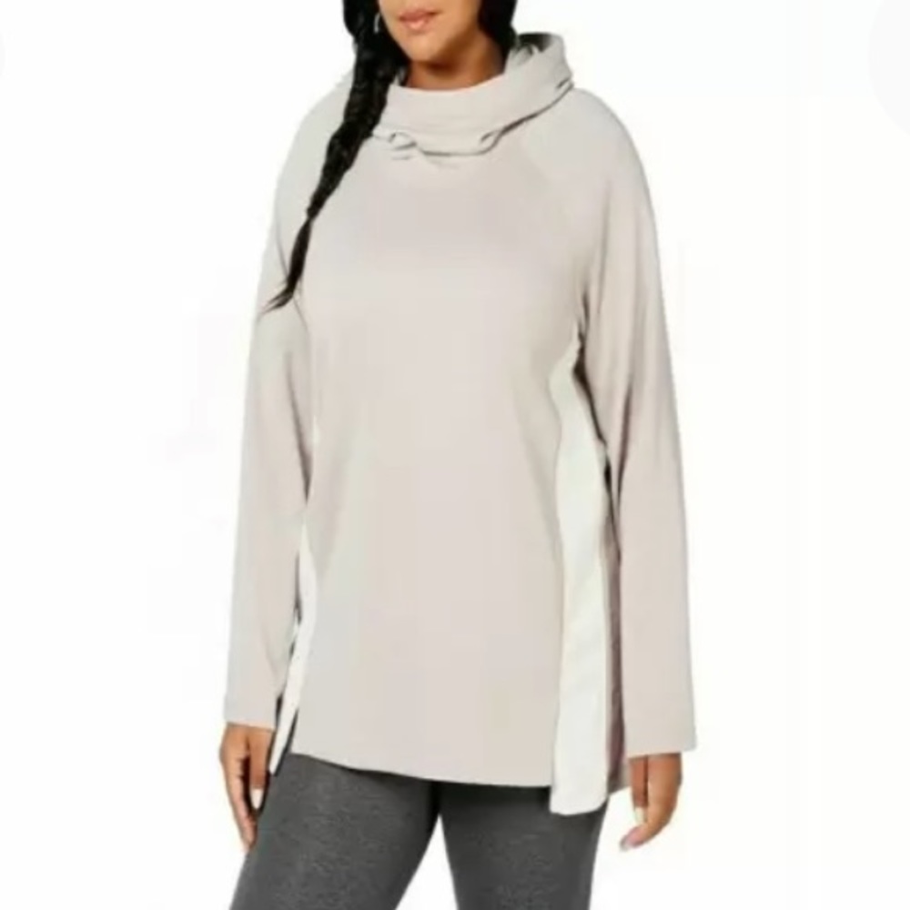 NEW Calvin Klein Cowl Neck Athletic Hoodie Top, Size Medium, Pink White
